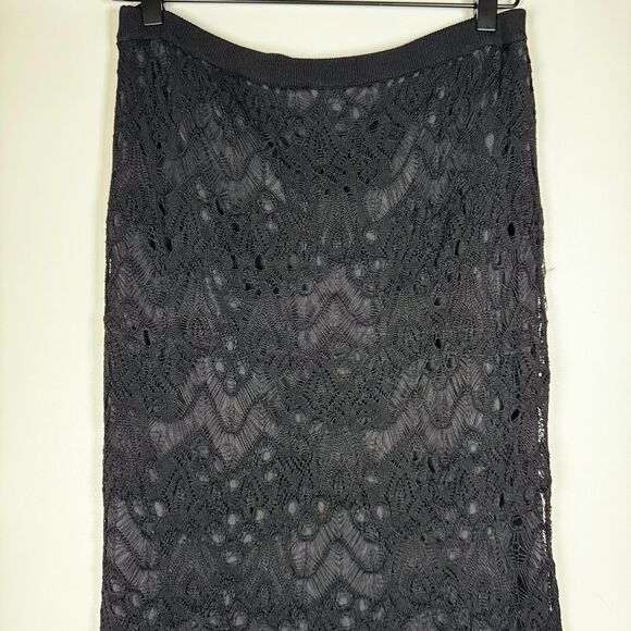 Eileen Fisher Skirt Womens Small Lace Knit Pull On Stretch Midi Viscose Nylon - Picture 7 of 12